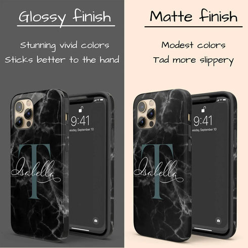 Monogram Personalized Black Marble iPhone Case